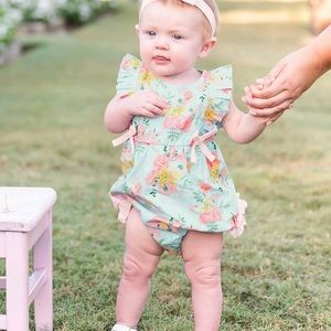 Ruffle Butts floral romper 3-6 months